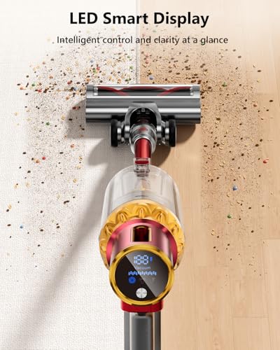 Cordless Vacuum Cleaner, 580W 48Kpa 65Mins Vacuum Cleaner for Home, Stand-Free Stick Vacuum, OLED Display, Auto Scrap Dust Tech, Lightweight, Anti-Tangle Vacuum Cordless for Woodfloor Carpet Pet Hair