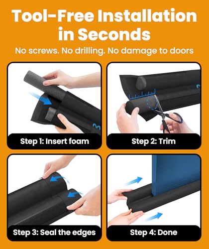 Everlasting Comfort 2 Sided Door Draft Stopper for Bottom of Door - Keeps Cold Air in & Heat Out, 100% Sound Proofing Strip Gap Filler, Quick Install Noise Blocker Sweep for Home - Fits 30"- 36" W