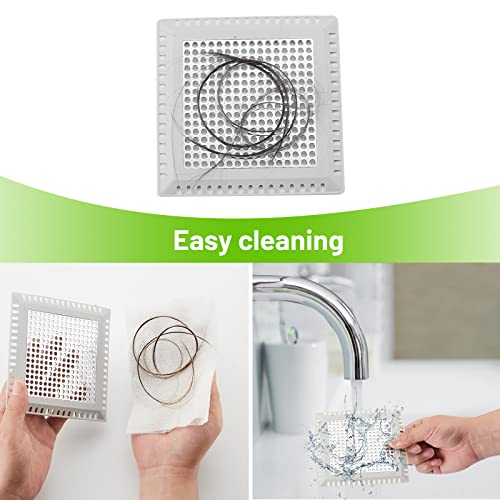 Aluvor Shower Drain Hair Catcher,Quality Shower Strainer Drain Cover | Square Hair Catcher Shower Drain for Bathroom Floor, Shower Hair drain Catcher to Keep Away from Clogged Drain -No Rust!