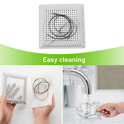 Aluvor Shower Drain Hair Catcher,Quality Shower Strainer Drain Cover | Square Hair Catcher Shower Drain for Bathroom Floor, Shower Hair drain Catcher to Keep Away from Clogged Drain -No Rust!