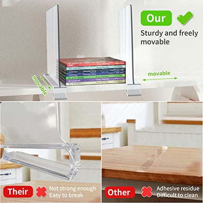 Acrylic Shelf Dividers, 12 Pack Clear Organizers for Closet Organization | Clear Shelf Separators for Clothes and Purses, Wood Shelves Organizer in Bedroom, Kitchen, Office, Cabinets, Bathroom Storage