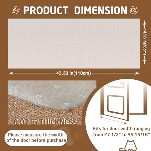 Carpet Protector, Clear PVC Doorway Mat for Cats & Dogs | Heavy-duty Anti-scratch Threshold Guard, Non-slip, Easy-trim, Recyclable PVC, Fits 27.5"-35.9" Doors, Stops Pet Claw Damage