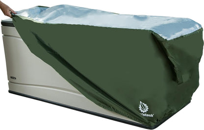 YardStash Deck Box Cover - Heavy Duty, Waterproof Covers for Outdoor Cushion Storage and Large Deck Boxes - Protects from Rain, Wind and Snow - XL - Green