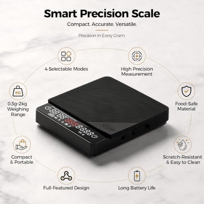 Espresso Coffee Scale with Timer, 2kg/0.1g High Pr... (Deep Black)