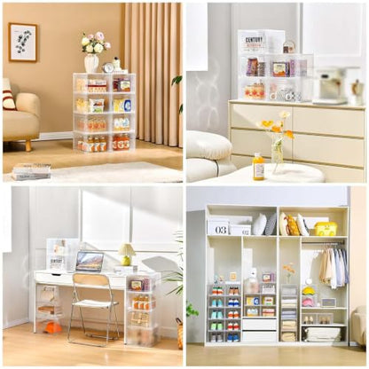 6 Pack Clear Storage Bins with Lids, 19 Qt Closet Organizers and Storage | Stackable, Magnetic Doors, Clothes Organizers and Storage, Purse Organizer, Craft Containers