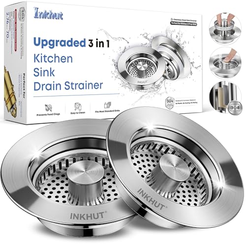 Upgraded 3 in 1 Kitchen Sink Drain Strainer (Silve... (2 Count | Silver-2pack | Stainless Steel)