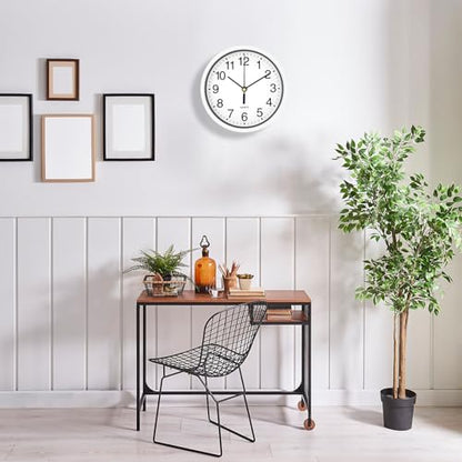 Silent Wall Clock Non Ticking, 6 Inch Wall Clocks Battery Operated, Small Analog Clock for Bedroom Home Office Kitchen Bathroom School, Easy to Read(White)