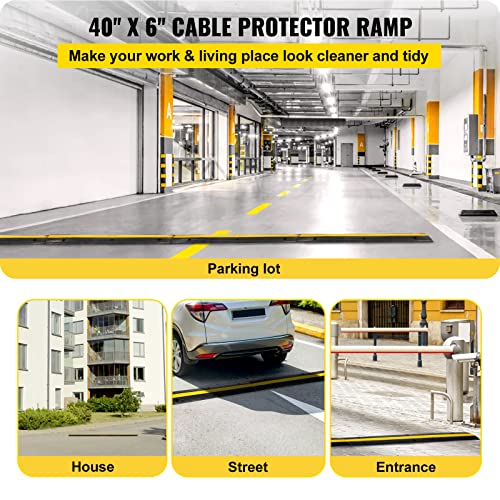 Happybuy 4 Pack of 1-Channel Rubber Cable Protector Ramps Heavy Duty 18000Lbs Load Capacity Cable Wire Cord Cover Ramp Speed Bump Driveway Hose Cable Ramp Protective Cover | Heavy Duty, 18000Lbs Load Capacity, Speed Bump Driveway, Hose Cable Ramp