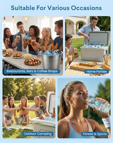 60 Pack Reusable Ice Cubes for Drinks, Camping and OutdoorIce Baths | BPA-free Plastic Ice Cubes, No Need for Dilution, Slowly Melt, for Ready-to-use Refrigeration Packs, Bbars and Party Hosts