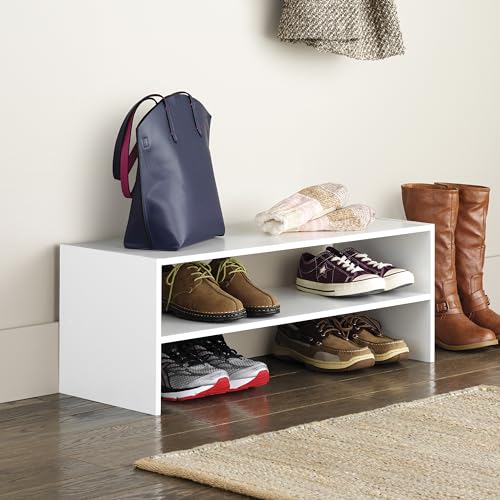 Whitmor Stackable 31" Extra Wide 2-Shelf Storage Organizer, White
