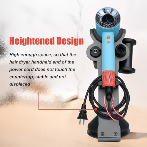 CATOOMUU Grey Hair Dryer Stand Holder for Dyson Supersonic Nural HD16 HD15 | Blow dryer accessory organizer, attachments counter storage rack, space saving bathroom vanity dock