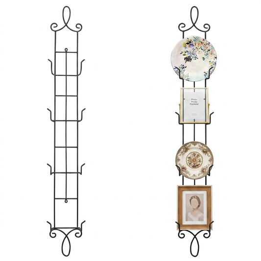 42" Wall Plate Display Rack 2 Pack 4 Tier Metal Ho... (Black | Iron)