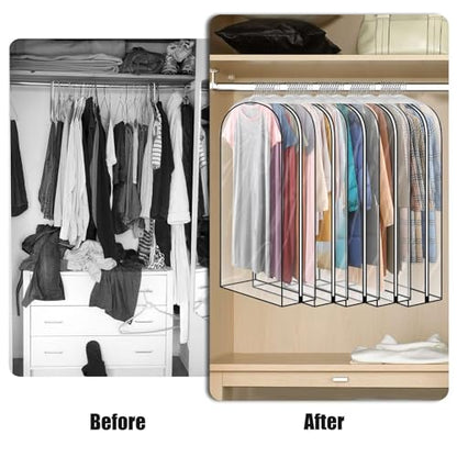 5 Pack 60" All Clear Garment Bags for Hanging Clothes Storage, 10" Gusseted Large Capacity Garment Rack Cover, Large Hanging Clothing Bag for Dress Gowns, Coats, Suit, Down Jacket