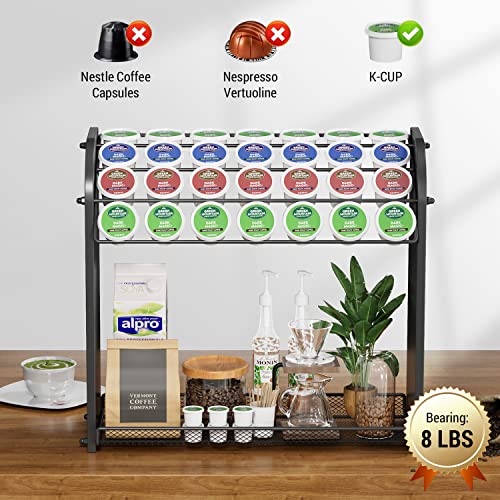 K Cup Pod Holder for Countertop – Pod Organizer & Coffee Bar Accessory for Home or Office, Easy to Assemble (Black)
