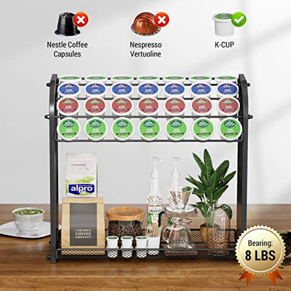 K Cup Pod Holder for Countertop – Pod Organizer & Coffee Bar Accessory for Home or Office, Easy to Assemble (Black)