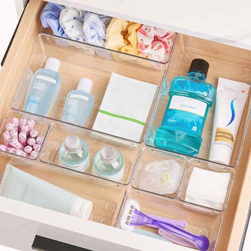 72 PCS Clear Plastic Drawer Organizers Set, 4-Size... (72 Count | Clear | Plastic)