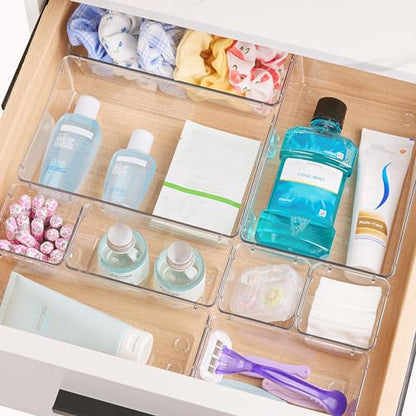 72 PCS Clear Plastic Drawer Organizers Set, 4-Size... (72 Count | Clear | Plastic)