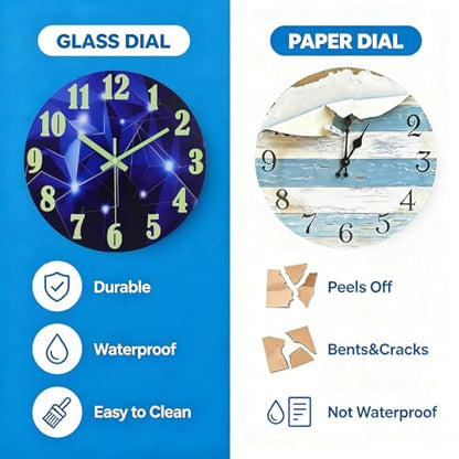 Outdoor Clocks Waterproof 12 Inch Galaxy Night Light Glass Wall Clock for Pool Patio Bathroom