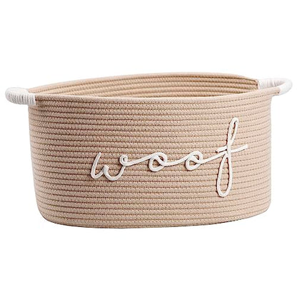 Woof Woven Rope Storage Baskets, Pet Dog Toy Bin Box Perfect for organizing Chew Toys Blankets leashes, Dog Toy holder Cotton Basket Puppy Bins