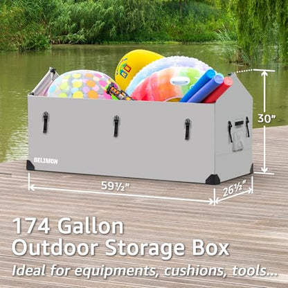 174 US Gallon Outdoor Storage Box Waterproof Soft Shell Tarpaulin Deck Box for Patio Furniture Outdoor Cushions, Throw Pillows, Garden Tools