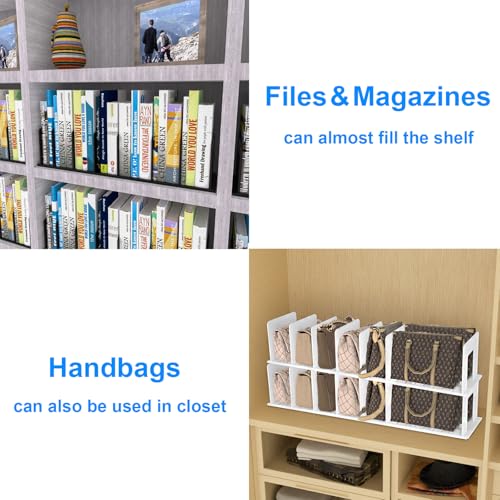 Adjustable Vertical File Sorter Sturdy Plastic Expandable Upright File Holder, Desktop Binder Organizer, School Office File Organizer Bookshelf Divider, Assemble Easily Endlessly, Black
