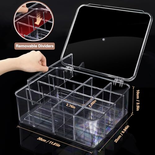 Socks Underwear Drawer Organizer for Closet, 16 Compartment Removable Divided Plastic Clear Sock Storage Box with Lid, Underwear Storage Tie Organizer Box for Bra Socks Ties Scarf Tea Bag
