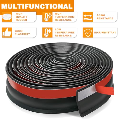 Universal Garage Door Threshold Seals Bottom Rubber Replacement, weatherproofing Garage Door Weather Stripping with Nails (20ft)