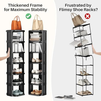 Kitstorack 8-Tier Vertical Plastic Shoe Rack, Freestanding Stackable Storage Organizer for Small Closets and Tight Spaces