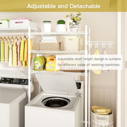 U5 Over the Washer and Dryer Storage Shelf, Laundr... (White | Metal)