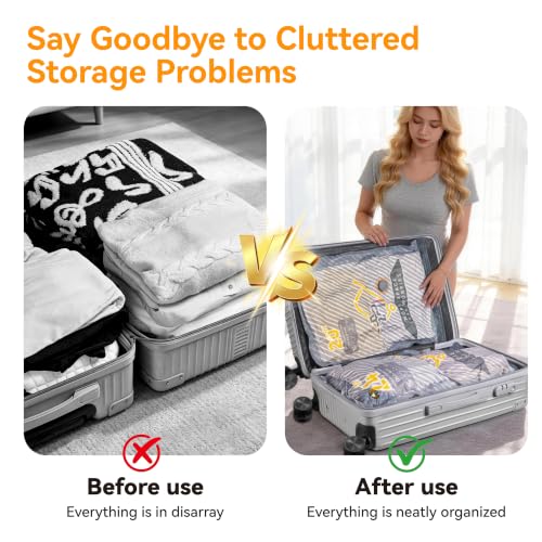 15-Pack Vacuum Bags for Travel with Wireless Rechargeable Pump, Carry-on Size Compression Packing Bags for Luggage & Suitcase, Space Saver for Clothes & Clothing, 15 Combo Travel Size, Fast 3S Vacuum