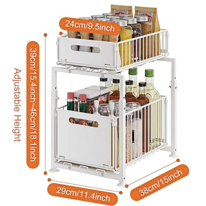 Under Sink Organizer, 2-Tier Multi-Use Kitchen and... (Style A White | Metal)