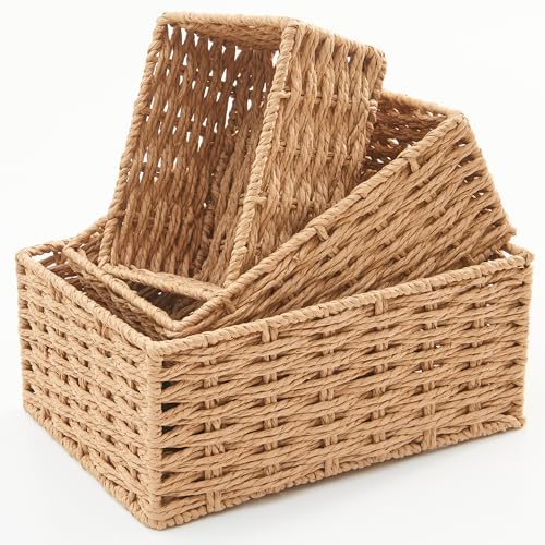 Small Wicker Basket for Organizing, Woven Storage... (Neutral)