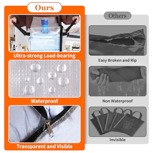 6 Pack Clear Storage Bags for Comforter, Clothes & Bedding, 40L | Plastic Blanket Storage with Zipper & Handle, Foldable Moving Bags, Closet Organizer and Under-Bed Storage Containers