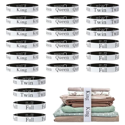 22 Pack Bed Sheet Organizer Bands, Elastic Bedding Bands Labels for Organizing Bed Sheets, Includes 6 Hook and Loop Adjustable Sheet Organizer Straps