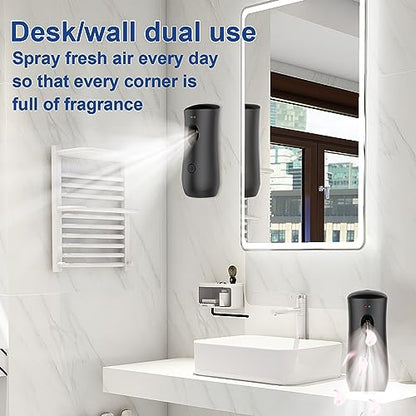 Automatic Air Freshener Spray Dispenser, Black, 2-Pack, 1101 | Free Standing or Wall Mounted Adjustable Aromatherapy Machines for Home Indoor Bathrooms Offices Hotels and Commercial Places
