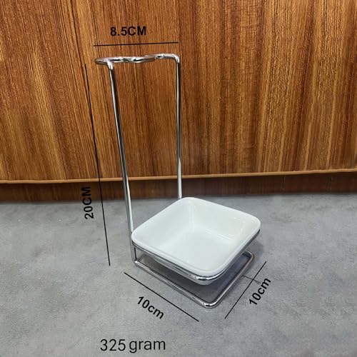 Steel Upright Ladle Holder Square White Ceramic Bo... (White Ceramic)