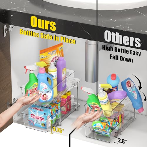 Simple Houseware 2Pcs 2-Tier Slim Drawer Cabinet Pull-Out Organizer, Clear
