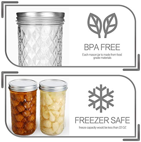 VERONES 12 Pack 22 oz Wide Mouth Mason Jars with Lids and Bands
