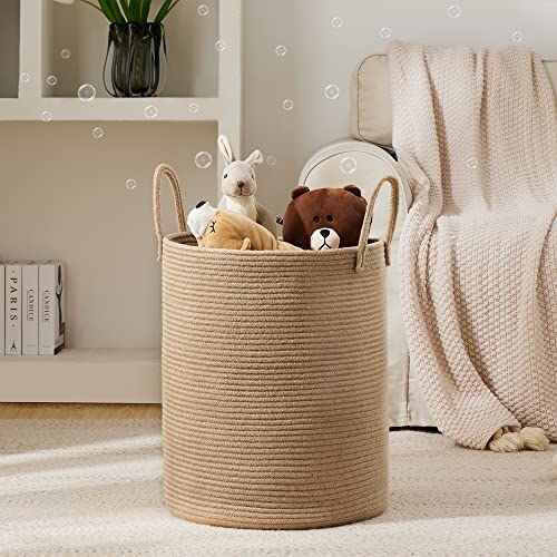 YOUDENOVA Jute Rope Laundry Hamper Basket, 58L Blanket Basket for Nursery | Large Woven Laundry Hamper with Sturdy Handles, Collapsible Home Decor Laundry Basket for Laundry, Clothes, Toys in Bedroom