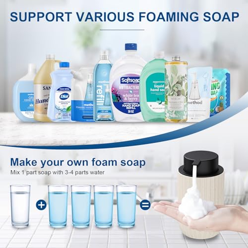Ceramic Foaming Soap Dispenser, 12 oz Bathroom Foam Hand Soap Dispenser, Refillable Lotion Soap Dispenser with Removable Pump for Kitchen Hand Wash Dispenser, Modern Home Decor(2Pack-Speckled Beige)