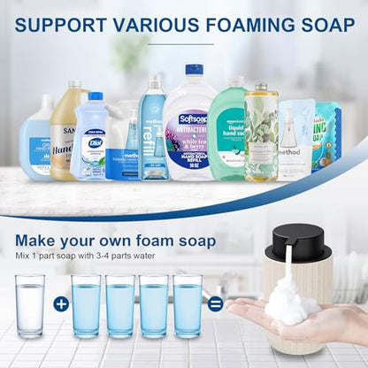 Ceramic Foaming Soap Dispenser, 12 oz Bathroom Foam Hand Soap Dispenser, Refillable Lotion Soap Dispenser with Removable Pump for Kitchen Hand Wash Dispenser, Modern Home Decor(2Pack-Speckled Beige)