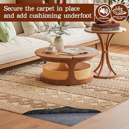 Rug Pad Waterproof Non-Slip 6x9 ft, 1/8" Thick Felt Cushion Pad for Area Rugs – Protects Hardwood, Tile & Laminate Floors – Keeps Rugs Flat & Secure