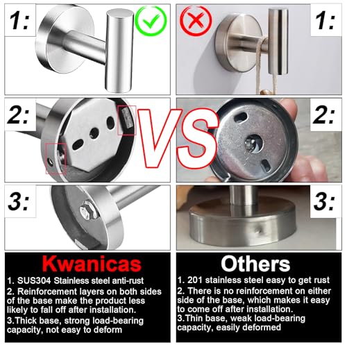 6 Pieces Brushed Nickel Bathroom Hardware Accessories Set Hand Towel Ring 16&23.6 inch Round Towel Bar Silver Toilet Paper Holder Towel Hooks 2 Pieces SUS 304 Stainless Steel,Heavy Duty,Wall Mounted