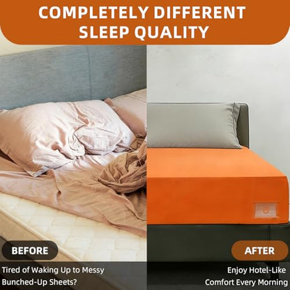 Upgrade Bed Sheet Holders for Corners - 4 Pack One-Time Installation Sheet Locks, Heavy Duty Fitted Sheet Clips to Keep Sheets Tight & Firm, No-Lift Mattress Sheet Grippers, Universal Fit