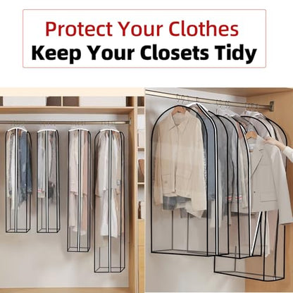Clear Garment Bags for Hanging Clothes 3-piece set(43,50,60) inches Storage Bags With Zipper for Shirts, Suit,Jackets,Coats,sweater,Long Dresses,wedding,gowns,etc.