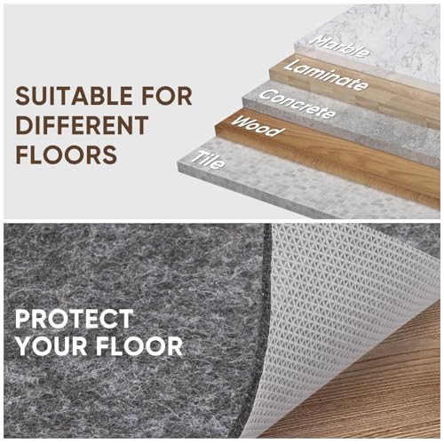 BALEINE Felt Non Slip Rug Pads, Extra Large 1/4" Thick Felt and Rubber Backing, Shock Absorbing Carpet Pad for All Carpets and Hardwood Floors (3x5 Ft)