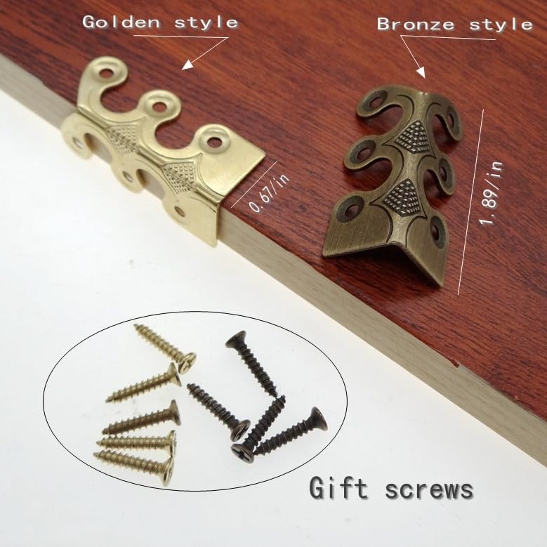 Skirting Board Corner Protectors Solid Brass Baseboard Corner Protectors, Vintage Metal Corner Protector Table Corner Perimeter Cover Safety Bracket with Screws (Bronze*10Pcs)