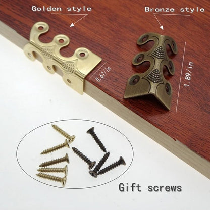Skirting Board Corner Protectors Solid Brass Baseboard Corner Protectors, Vintage Metal Corner Protector Table Corner Perimeter Cover Safety Bracket with Screws (Bronze*10Pcs)