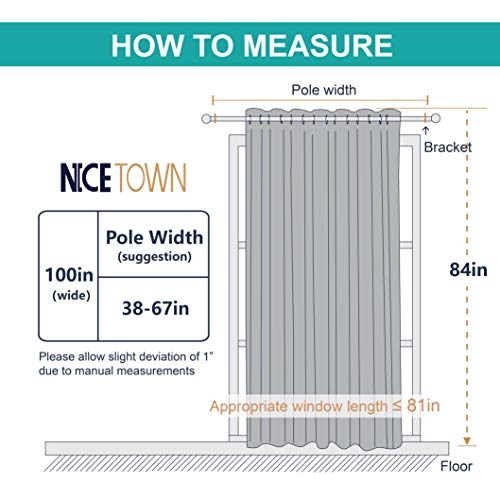 NICETOWN Patio Door Curtain Sound Blocking, Bedroom Privacy Room Divider Curtain Screen Partitions, Thermal Insulated Blackout Closet Sliding Door Curtain (1 Panel, 8.3ft Wide by 7ft Long, Gray)