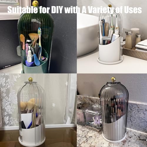 Concealed Toothbrush Holder, Rotating Bathroom Organizer Countertop | Toothbrush and Toothpaste Holders with Cover, Waterproof and Dustproof, 360° Rotating Base, for Bathroom Countertop